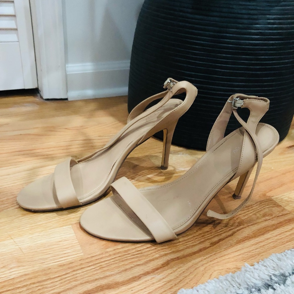 Two pairs Size 13 beige nude sandal heels strappy + beige flat sandals bundle
